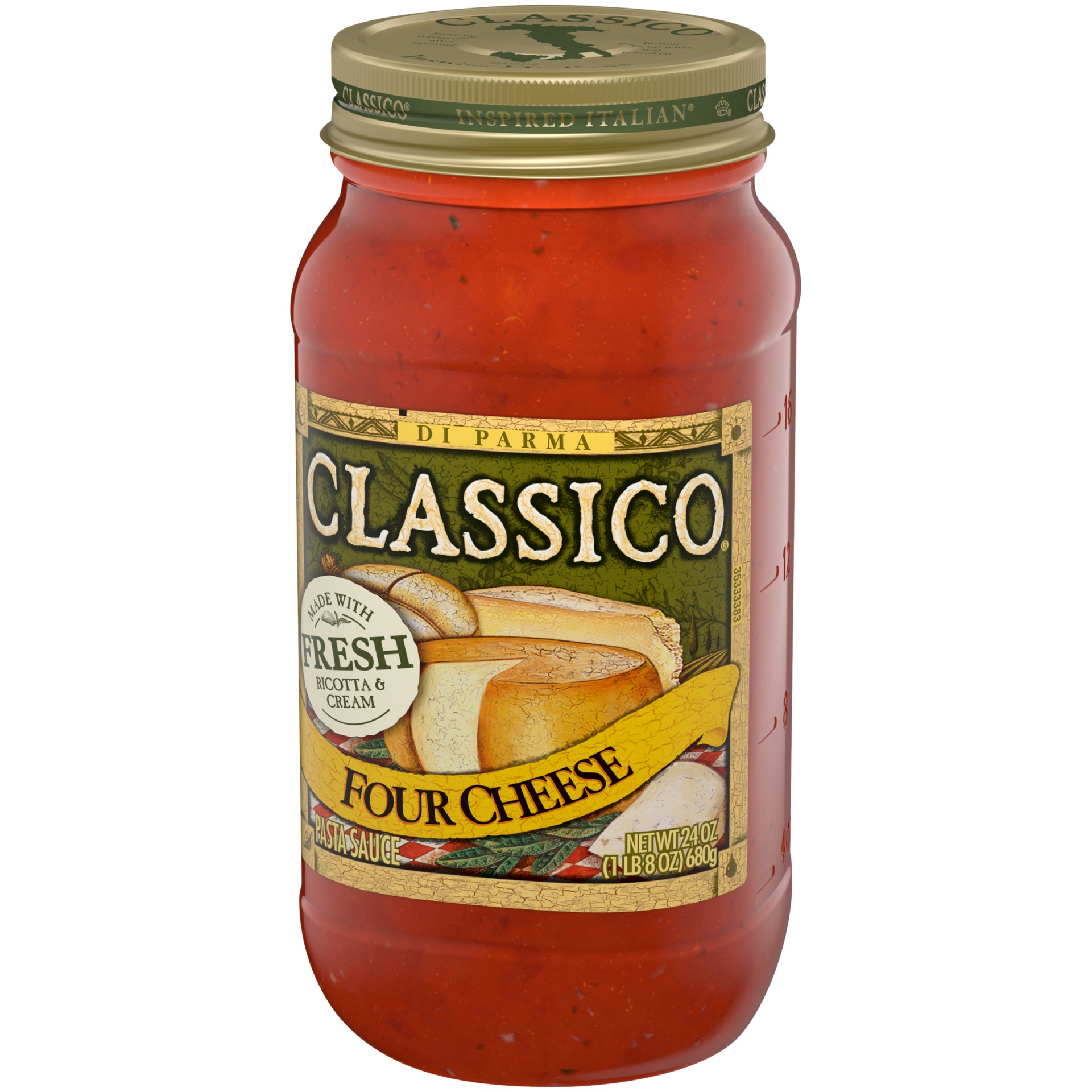 slide 3 of 4, Classico Four Cheese Pasta Sauce Jar, 24 oz