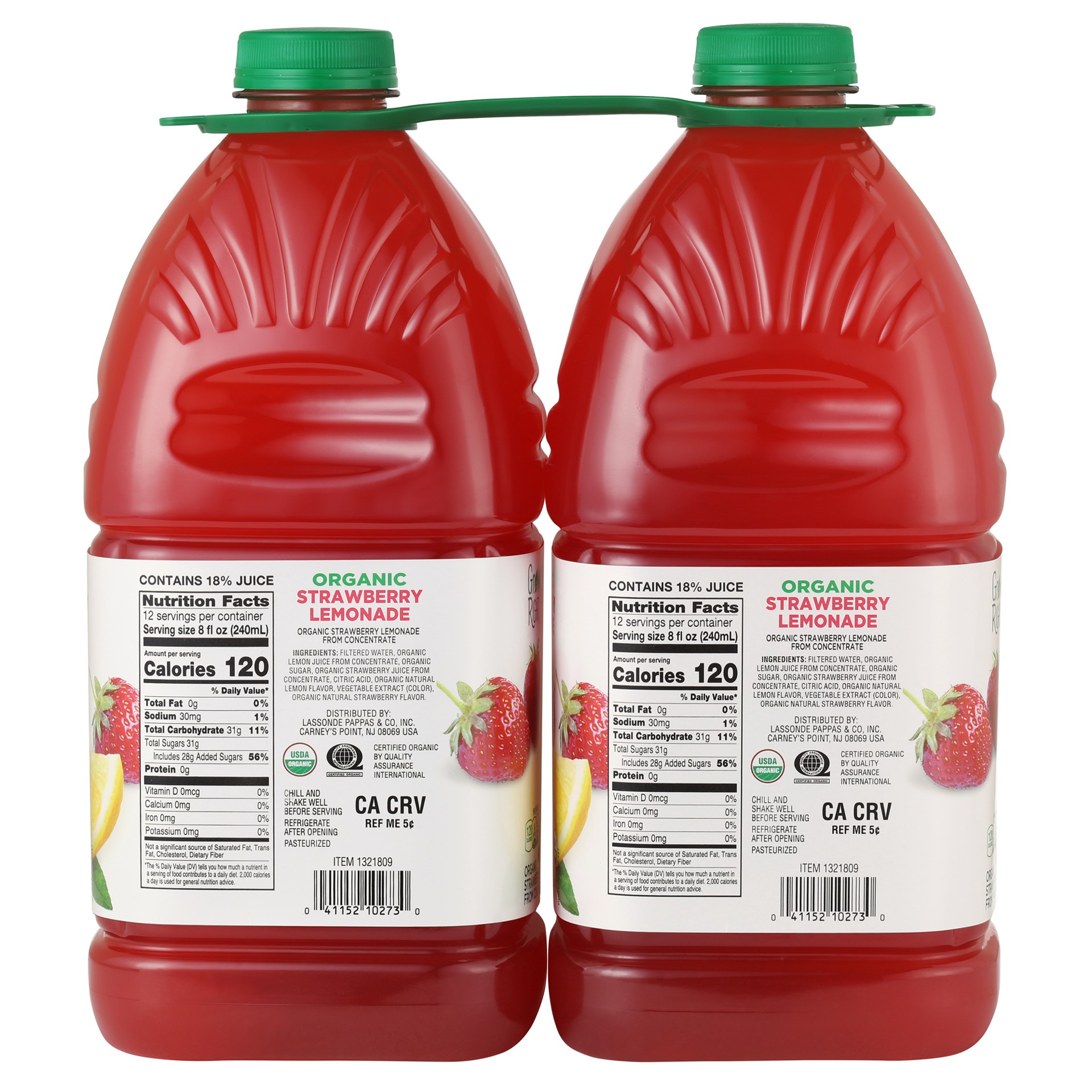 slide 2 of 2, Grown Right Organic Strawberry Lemonade, 96 fl oz, 2 count, 