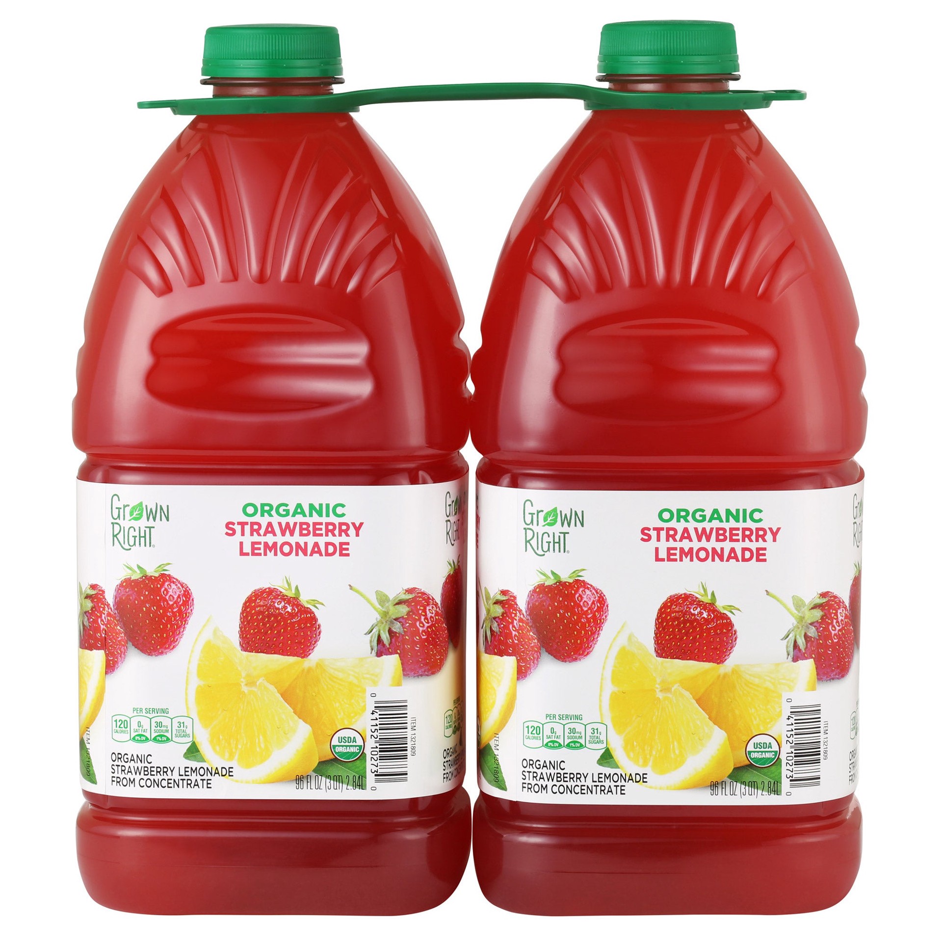 slide 1 of 2, Grown Right Organic Strawberry Lemonade, 96 fl oz, 2 count, 