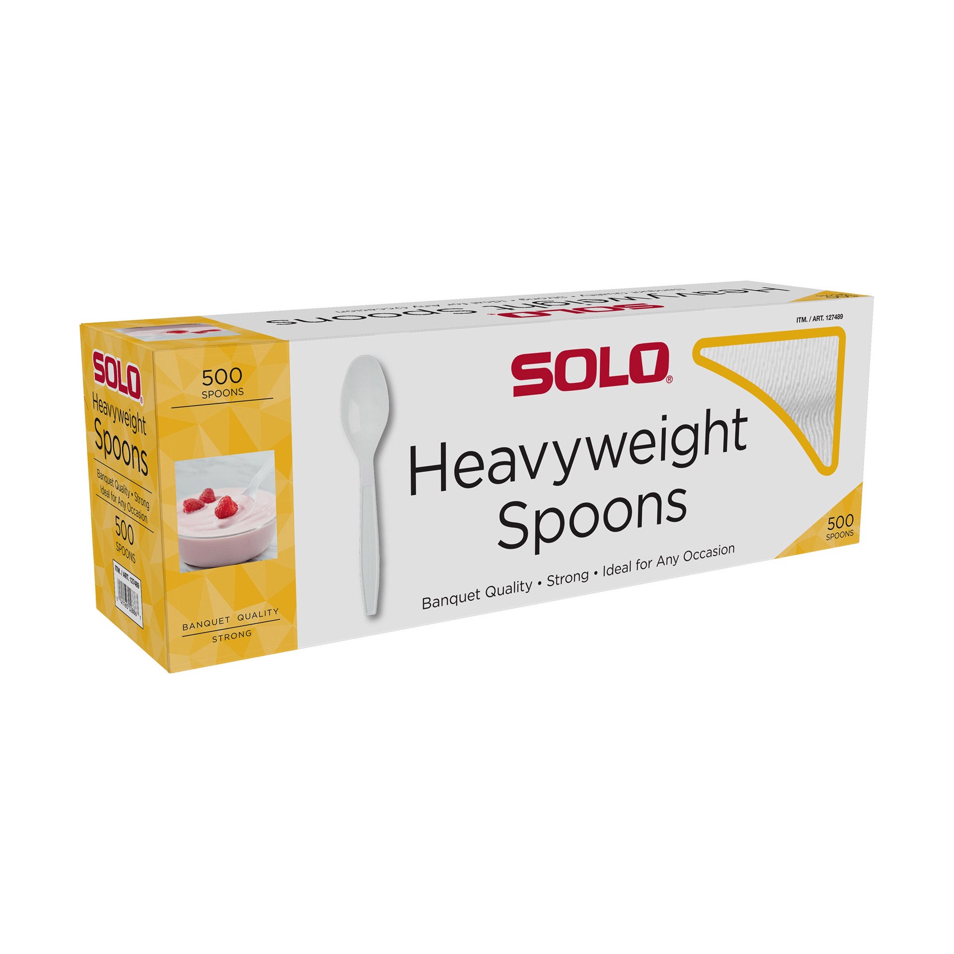 slide 1 of 1, Solo Heavyweight Plastic Spoon, White, 500 count, 