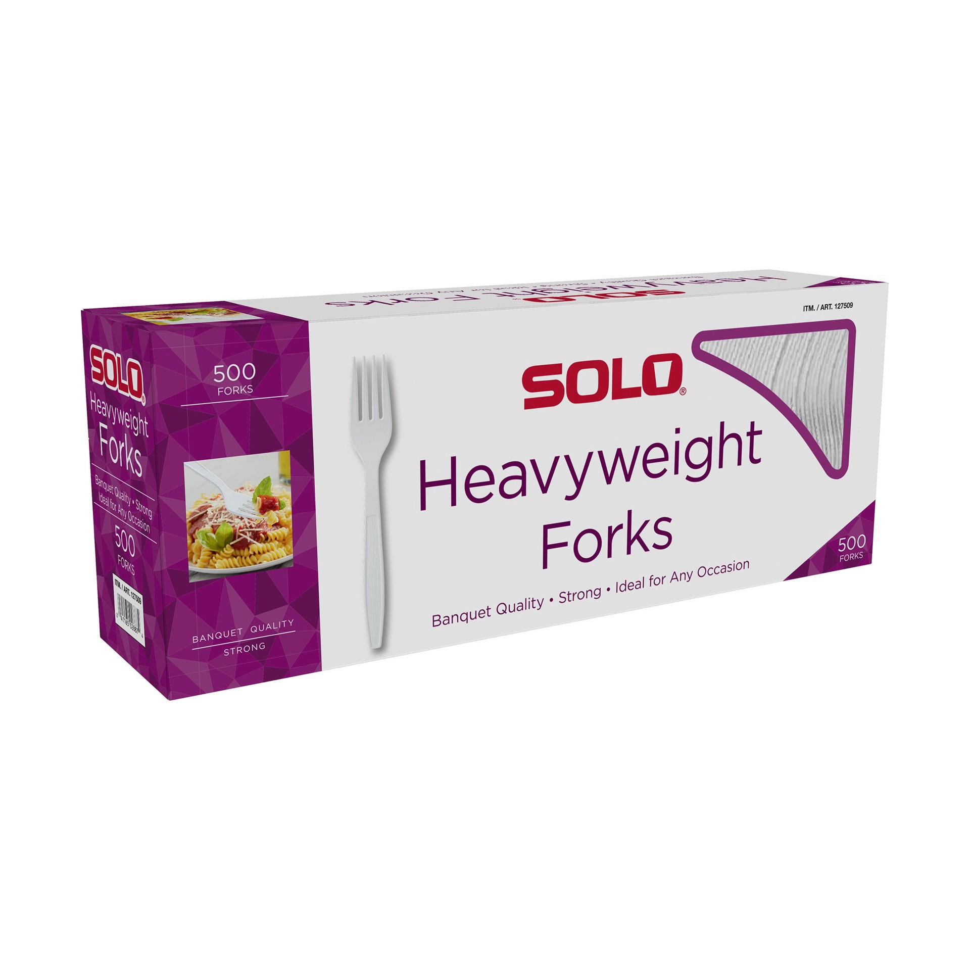 slide 1 of 1, Solo Heavyweight Plastic Fork, White, 500 count, 