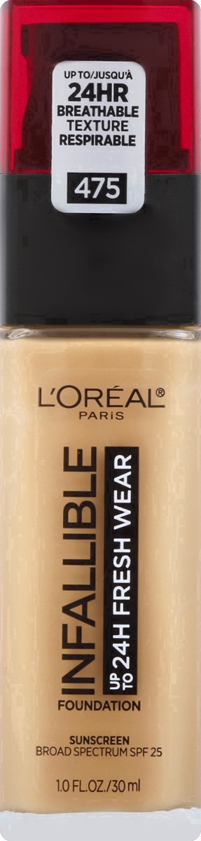 slide 15 of 34, L'Oréal Infallible 24HR Fresh Wear Foundation with SPF 25 - 475 Sun Beige - 1 fl oz, 1 fl oz