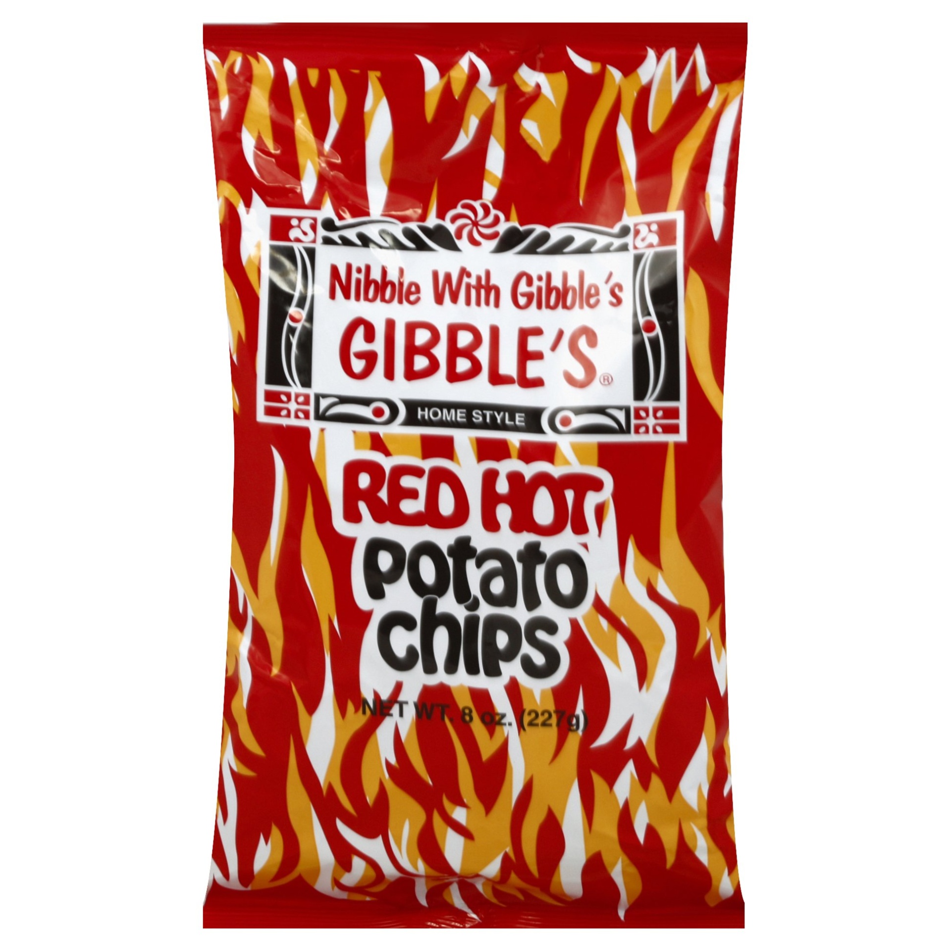 slide 1 of 5, Utz Nibble With Gibble's Red Hot Potato Chips, 8 oz