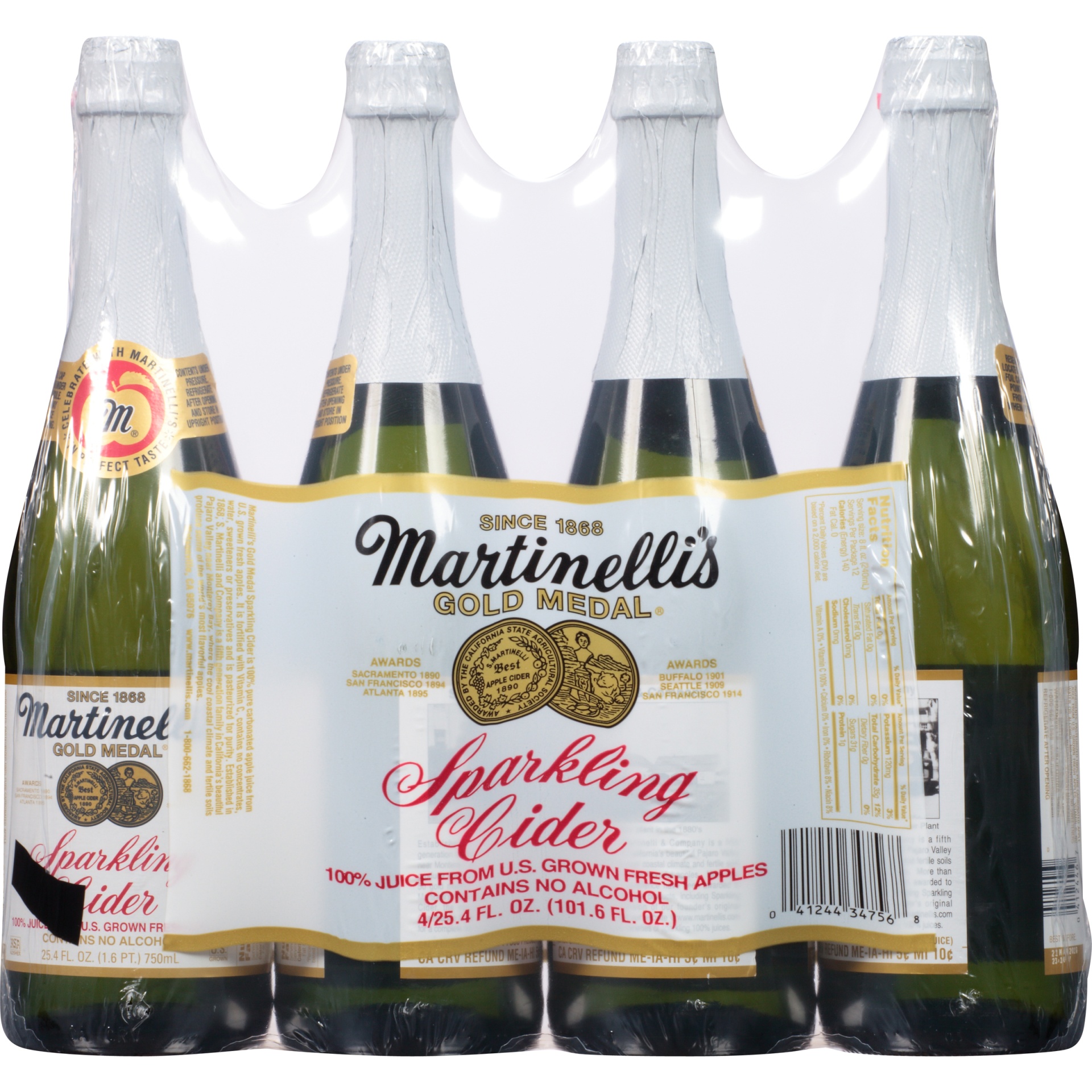 slide 2 of 8, Martinelli's Gold Medal Sparkling Apple Juice Glass Bottles, 