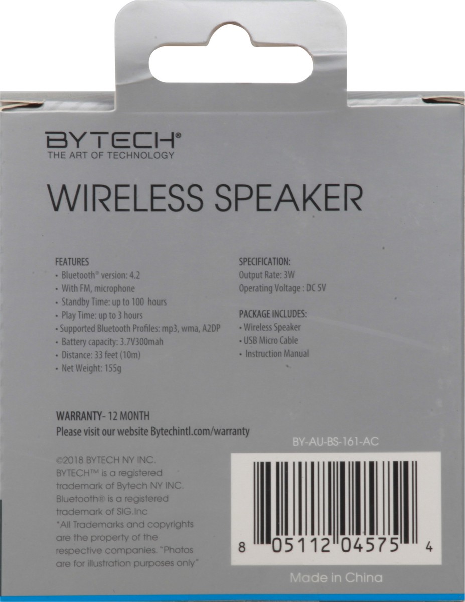 slide 6 of 12, Bytech Universal Wireless Speaker 1 ea, 1 ea