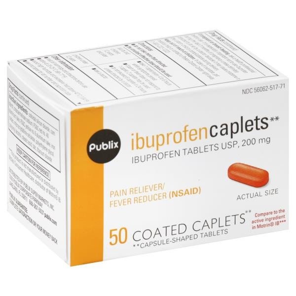 Publix Coated Ibuprofen USP Pain Reliever/Fever Reducer Caplets 50 ct Shipt