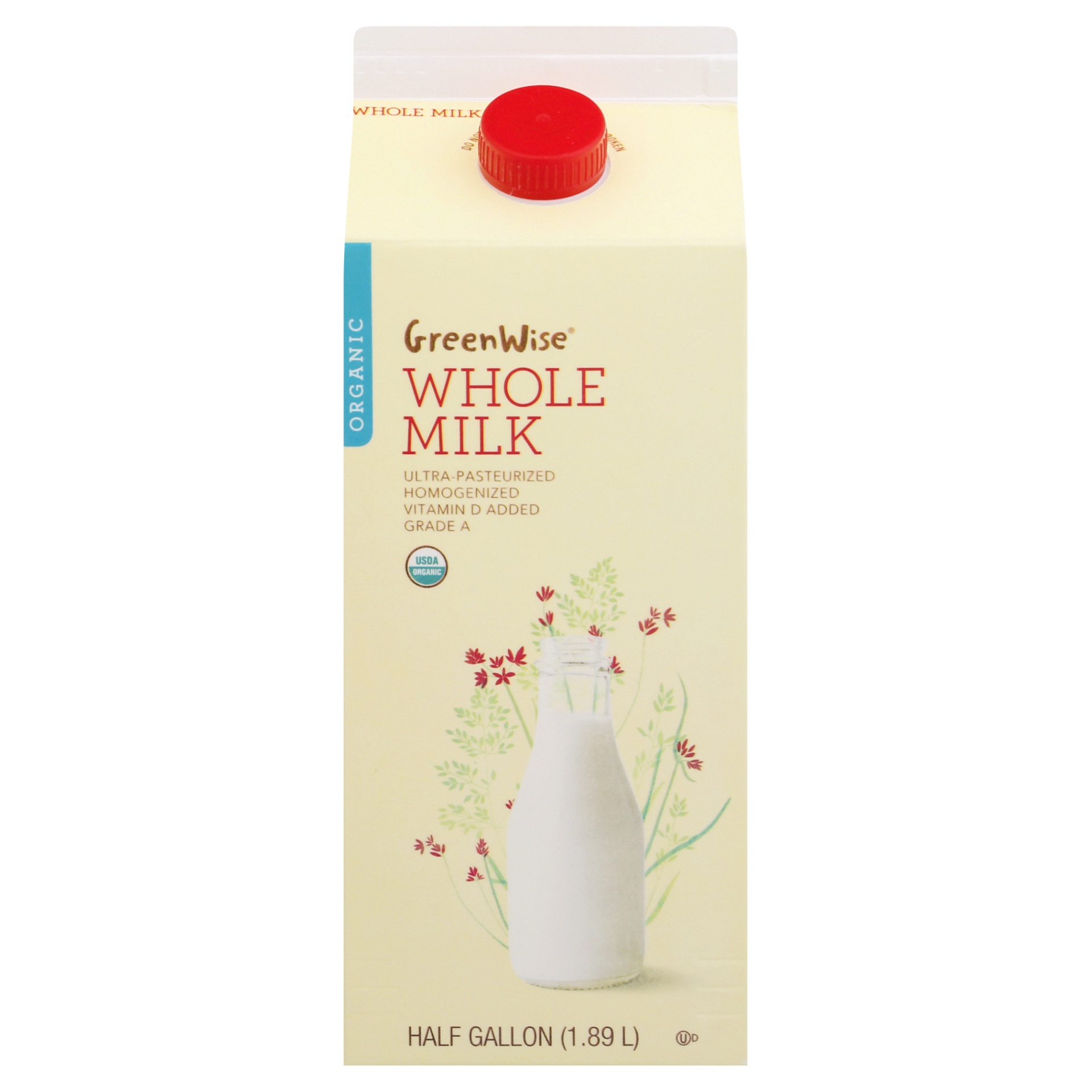 slide 1 of 1, GreenWise Whole Organic Milk, 1/2 gal