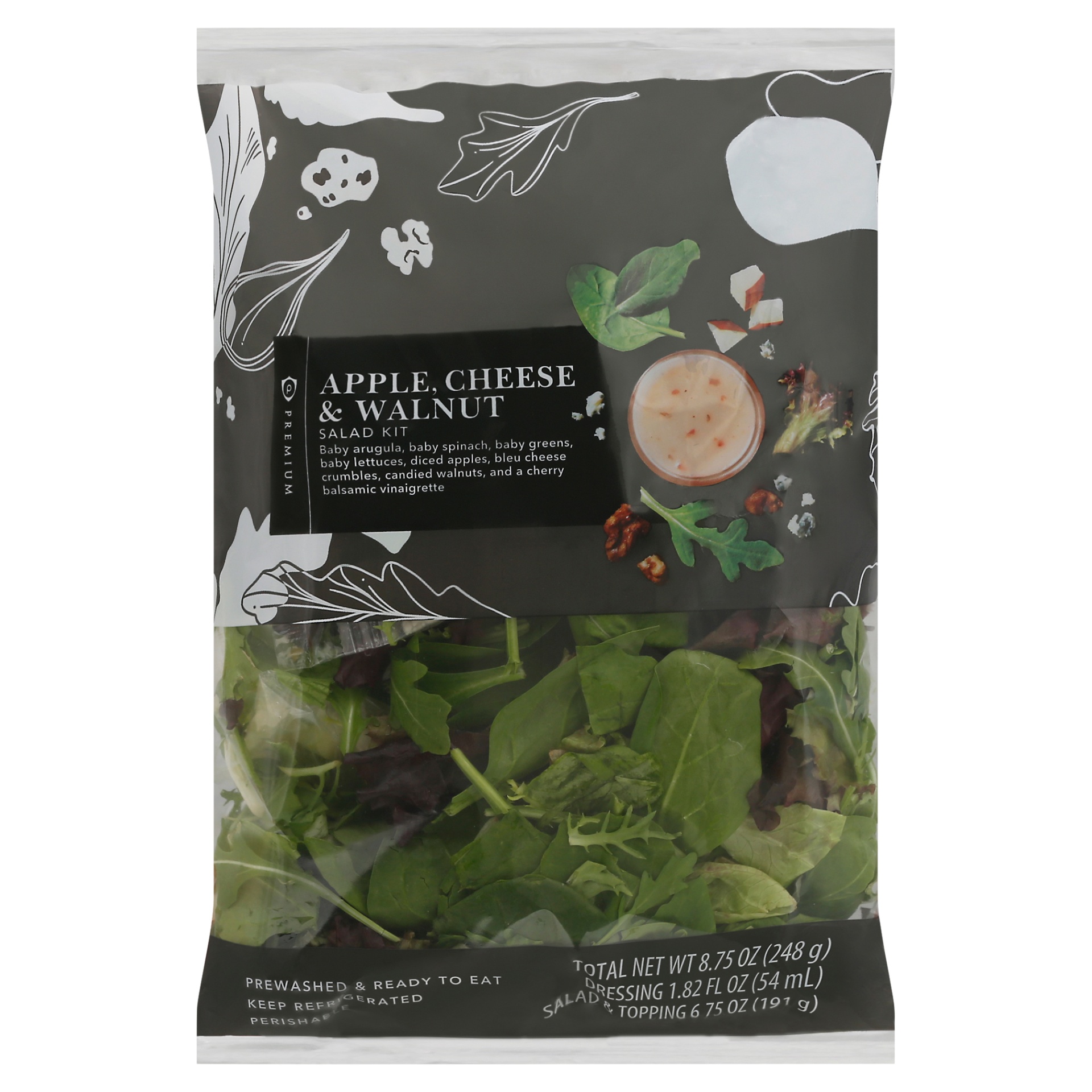 slide 1 of 1, Publix Premium Apple, Cheese & Walnut Salad Kit, 8.75 oz