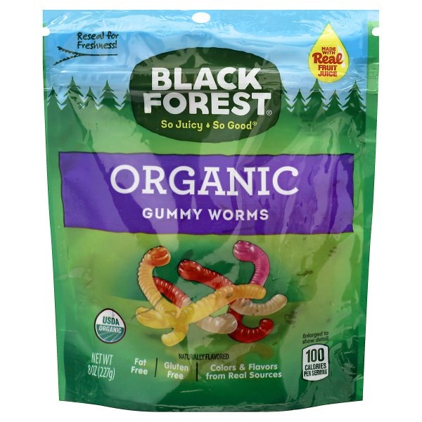 slide 1 of 4, Black Forest Organic Gummy Worms, 8 oz