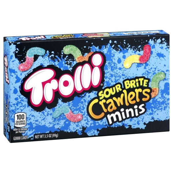 slide 1 of 8, Trolli Sour Brite Crawlers Minis Theater Box, 3.5 oz