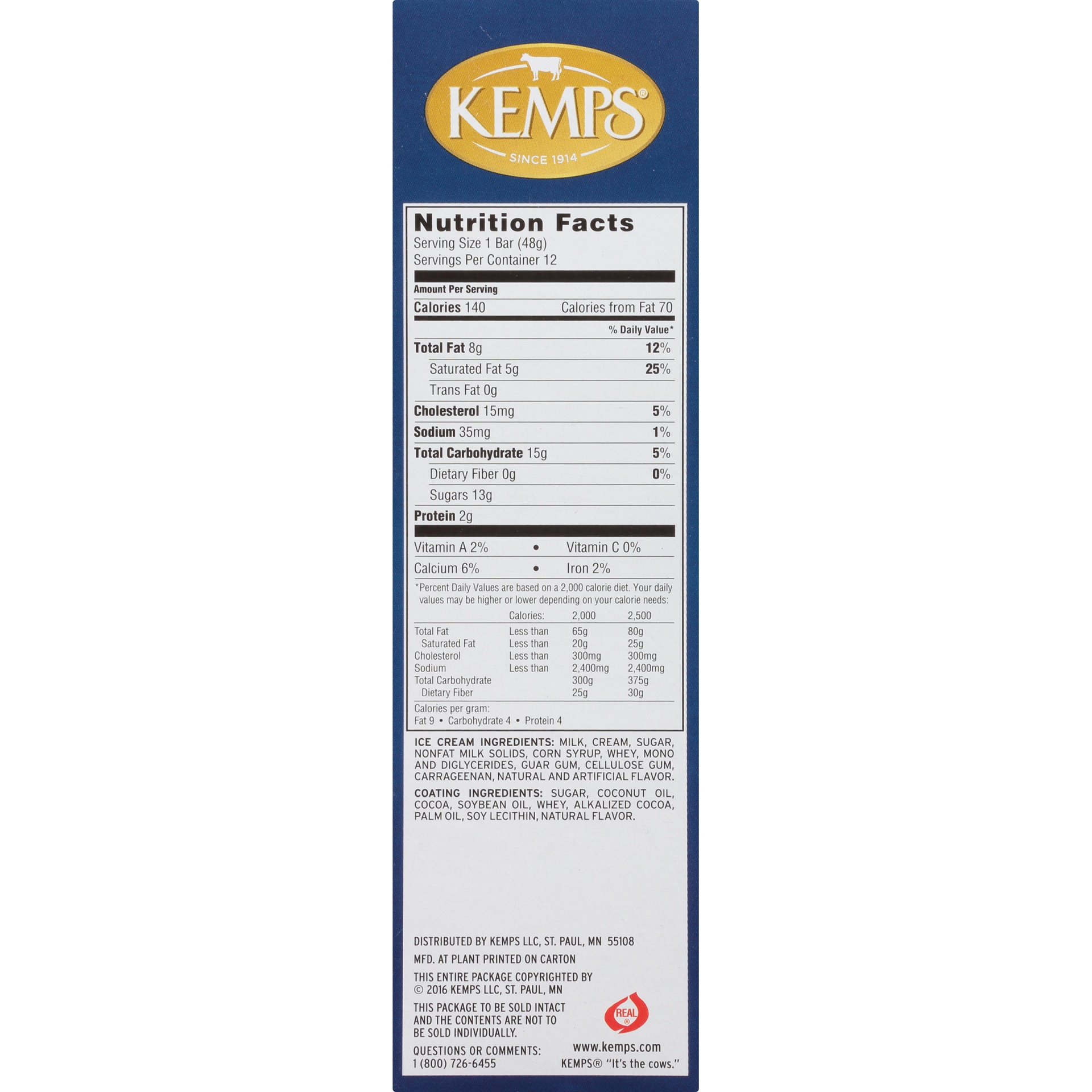 slide 2 of 8, Kemps Vanilla Ice Cream Bars - 12pk, 12 ct