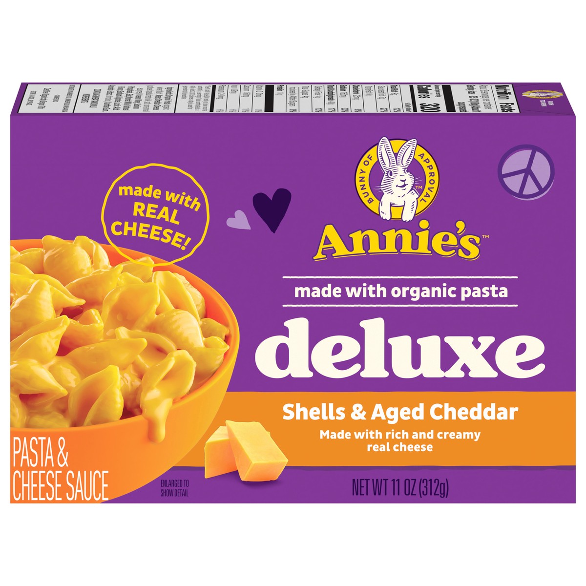 slide 1 of 4, Annie's Deluxe Macaroni & Cheese with Organic Pasta, Aged Cheddar Cheese & Shells, 11 oz, 11 oz