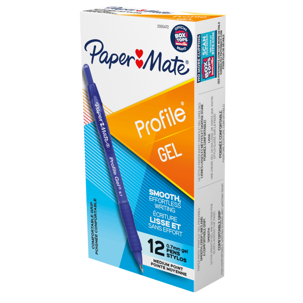 slide 1 of 6, Paper Mate Gel Pen, Profile Retractable Pen, 0.7Mm, Blue, 12 Count, 1 ct