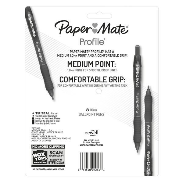 slide 3 of 6, Paper Mate Profile Ballpoint Pens, Retractable, Medium Point, Black, 8 ct
