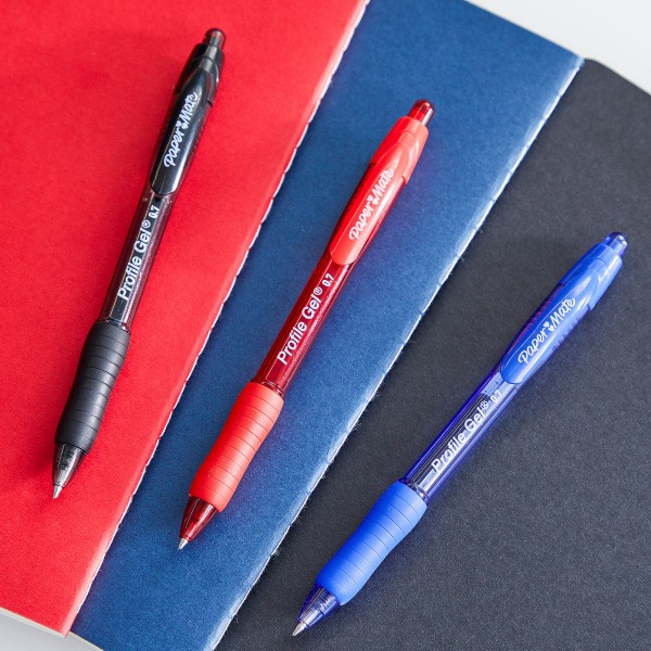 slide 6 of 6, Paper Mate Profile Retractable Gel Pens, Medium Point, Red Barrel, Red Ink, Pack Of 4 Pens, 4 ct