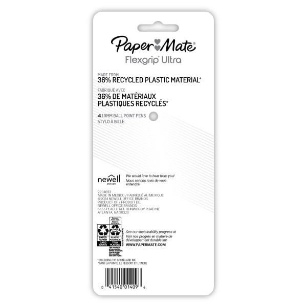 slide 5 of 6, Paper Mate 4pk Ballpoint Pens Black Ink Flexgrip Ultra, 4 ct