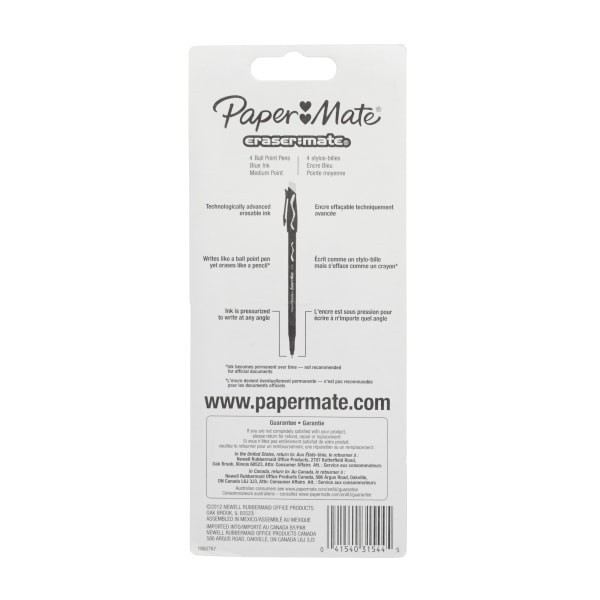 slide 2 of 5, Paper Mate Ball Point Pens, Capped, Blue Erasable Ink, 5 ct