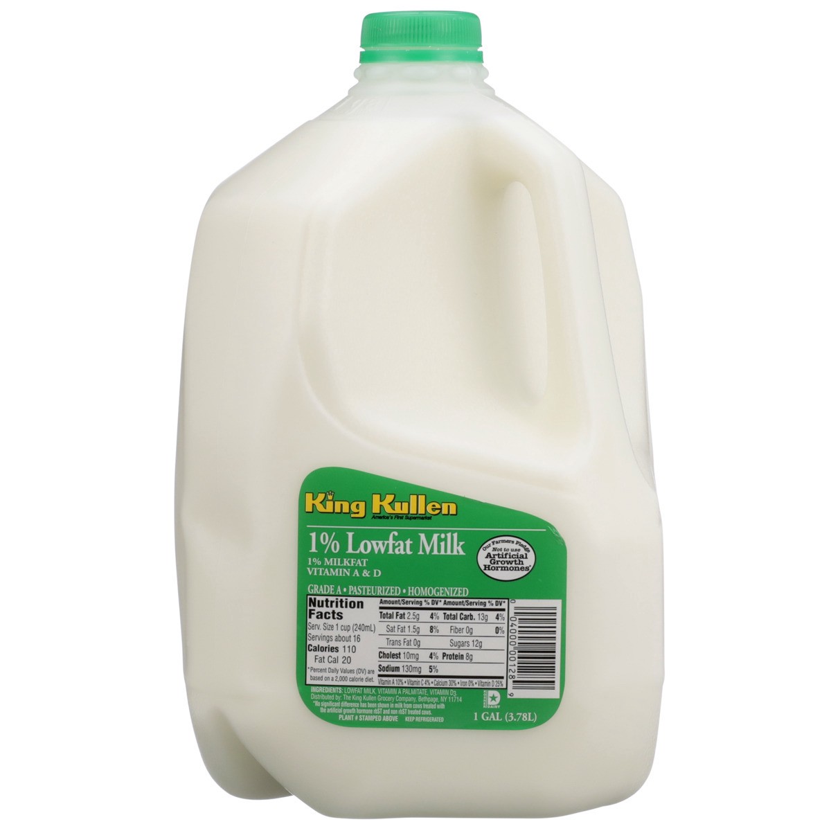 slide 5 of 8, King Kullen 1% Milk, 128 fl oz