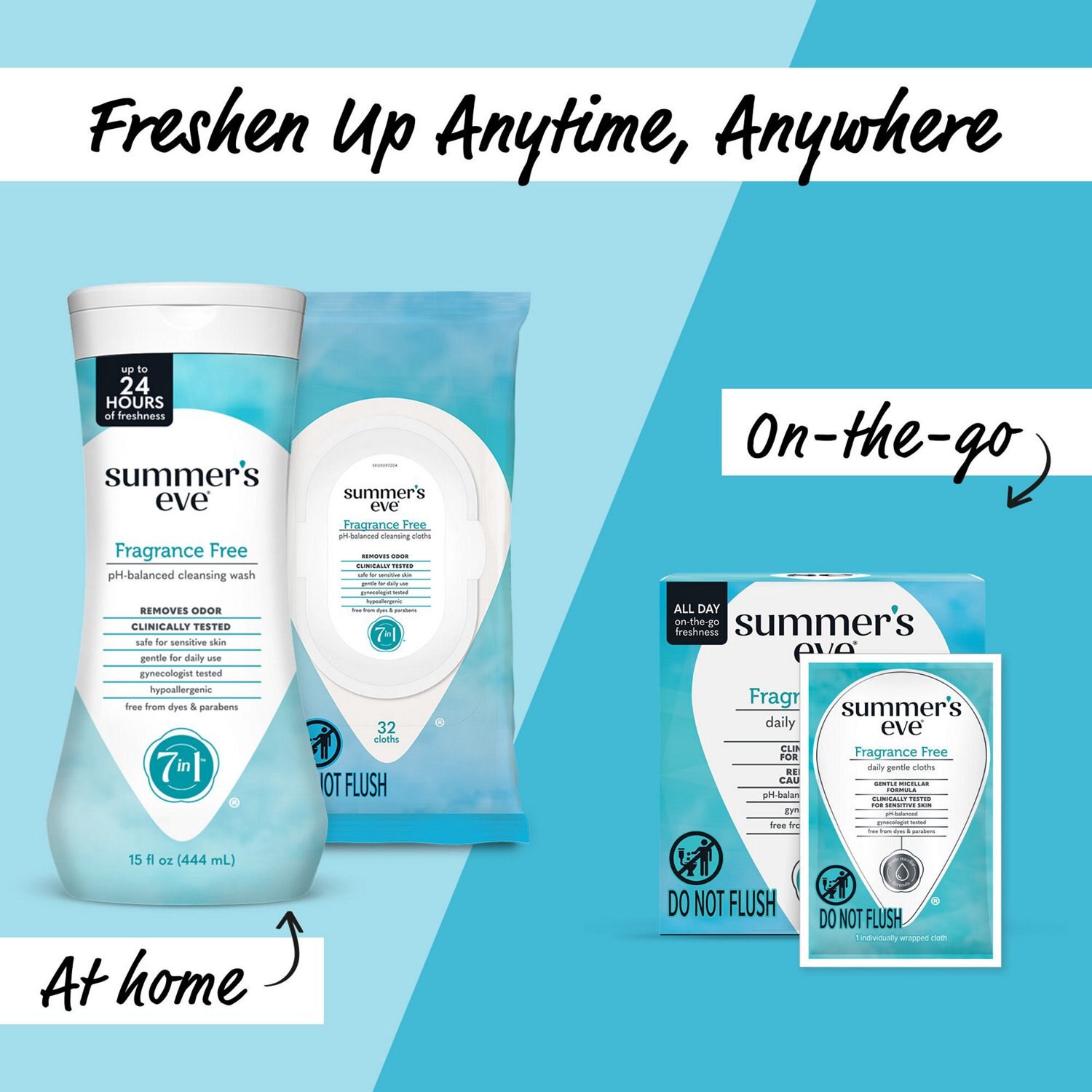 slide 3 of 6, Summer's Eve Fragrance Free Cleansing 32 Cloths, 12 ct