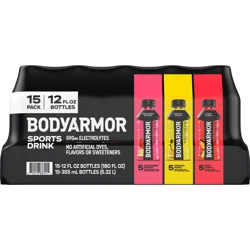 BODYARMOR Variety Pack Bottles, 12 fl oz, 15 Pack