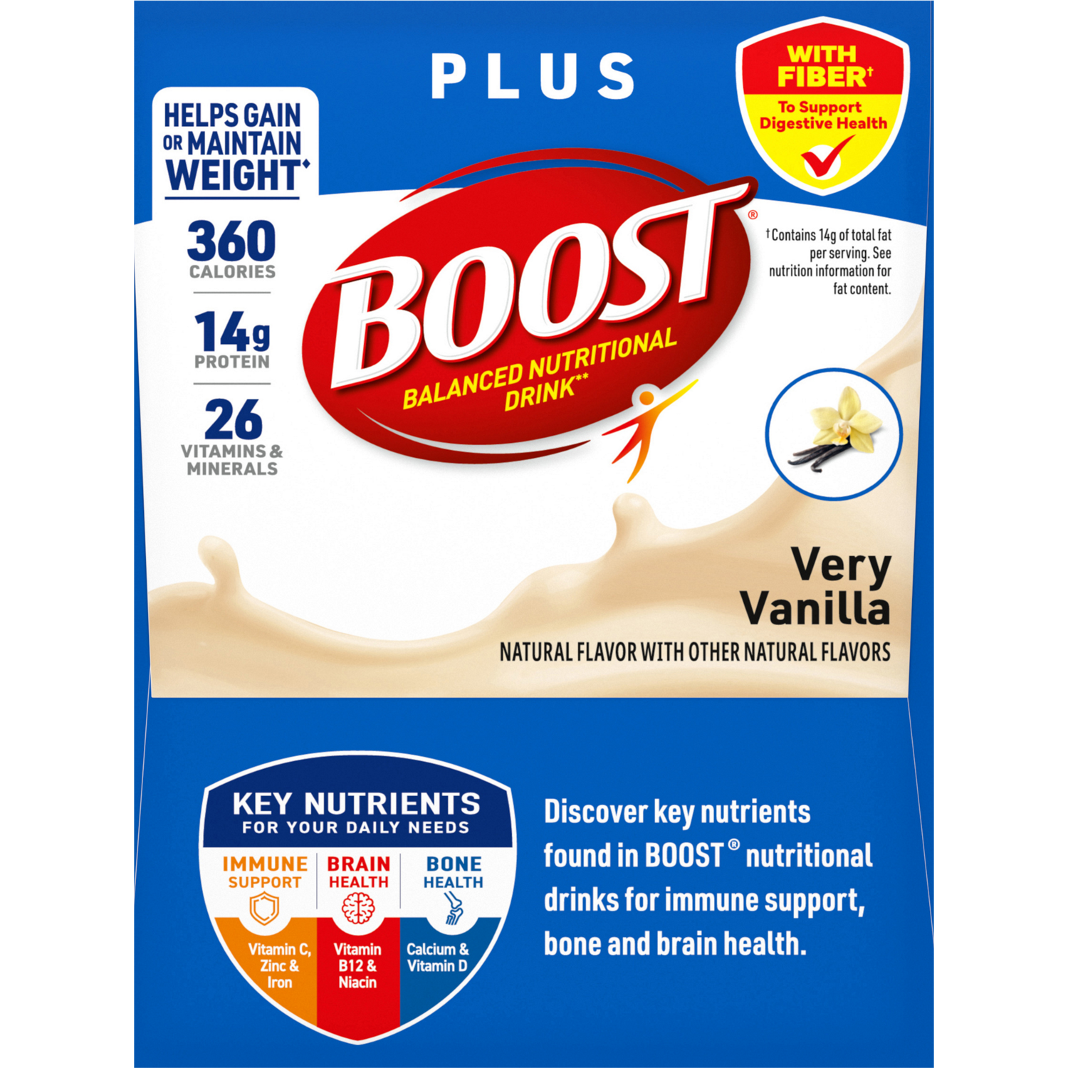 slide 3 of 8, Boost Plus Nutritional Drink, Very Vanilla- 12 oz, 12 oz