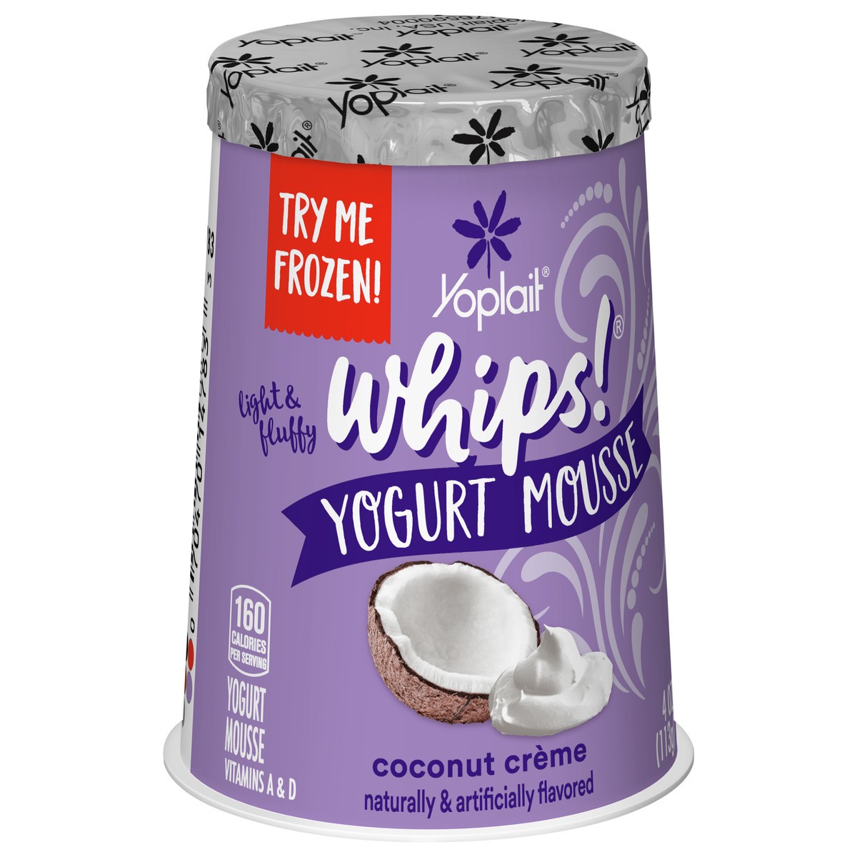 slide 9 of 9, Yoplait Whips Yogurt Mousse, Coconut Creme Flavored, Gluten Free Snack, 4 OZ Yogurt Cup, 4 oz