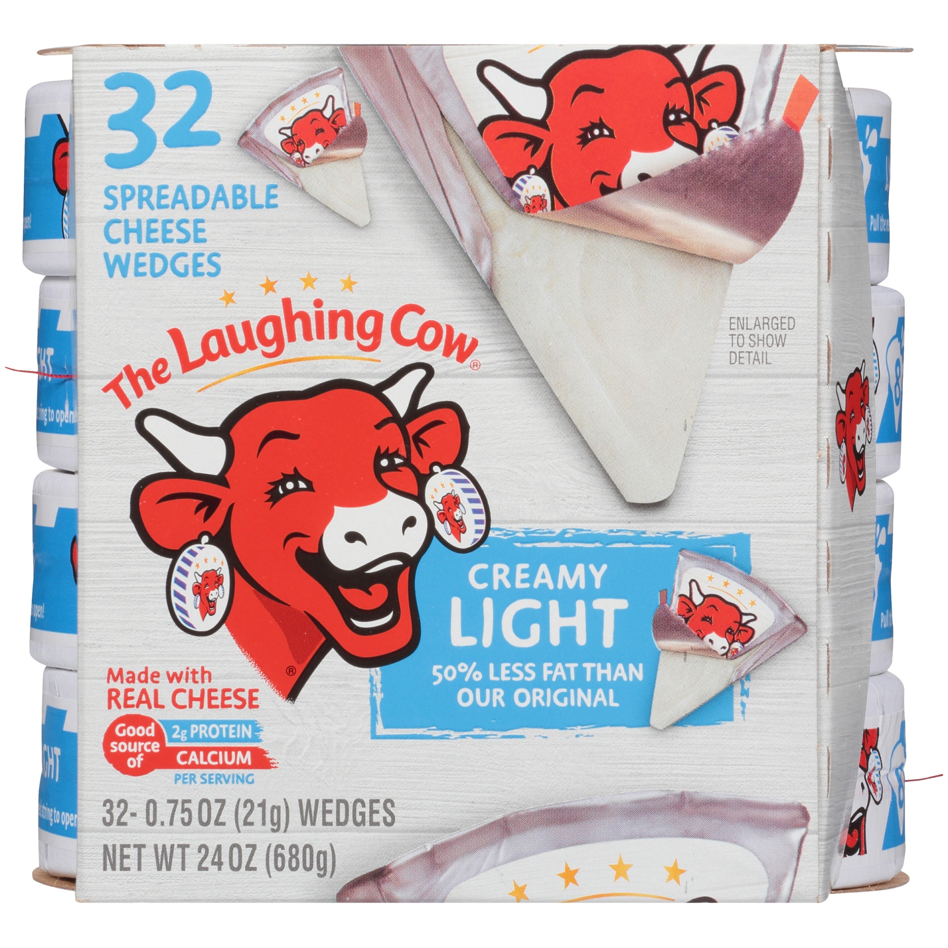 slide 1 of 1, The Laughing Cow Light Cheese Wedge, 