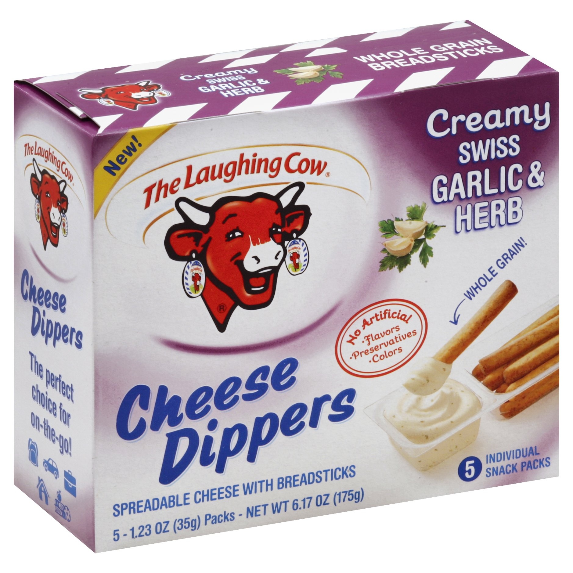 slide 1 of 6, The Laughing Cow Creamy White Cheddar Flavored Cheese Dippers, 5 ct