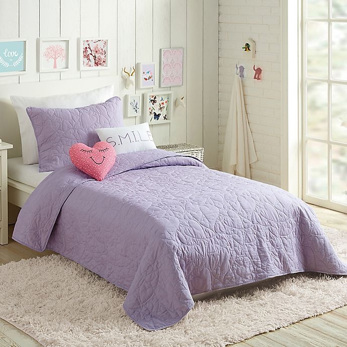 slide 5 of 5, Urban Playground Heart Twin Quilt Set - Lavender, 4 ct