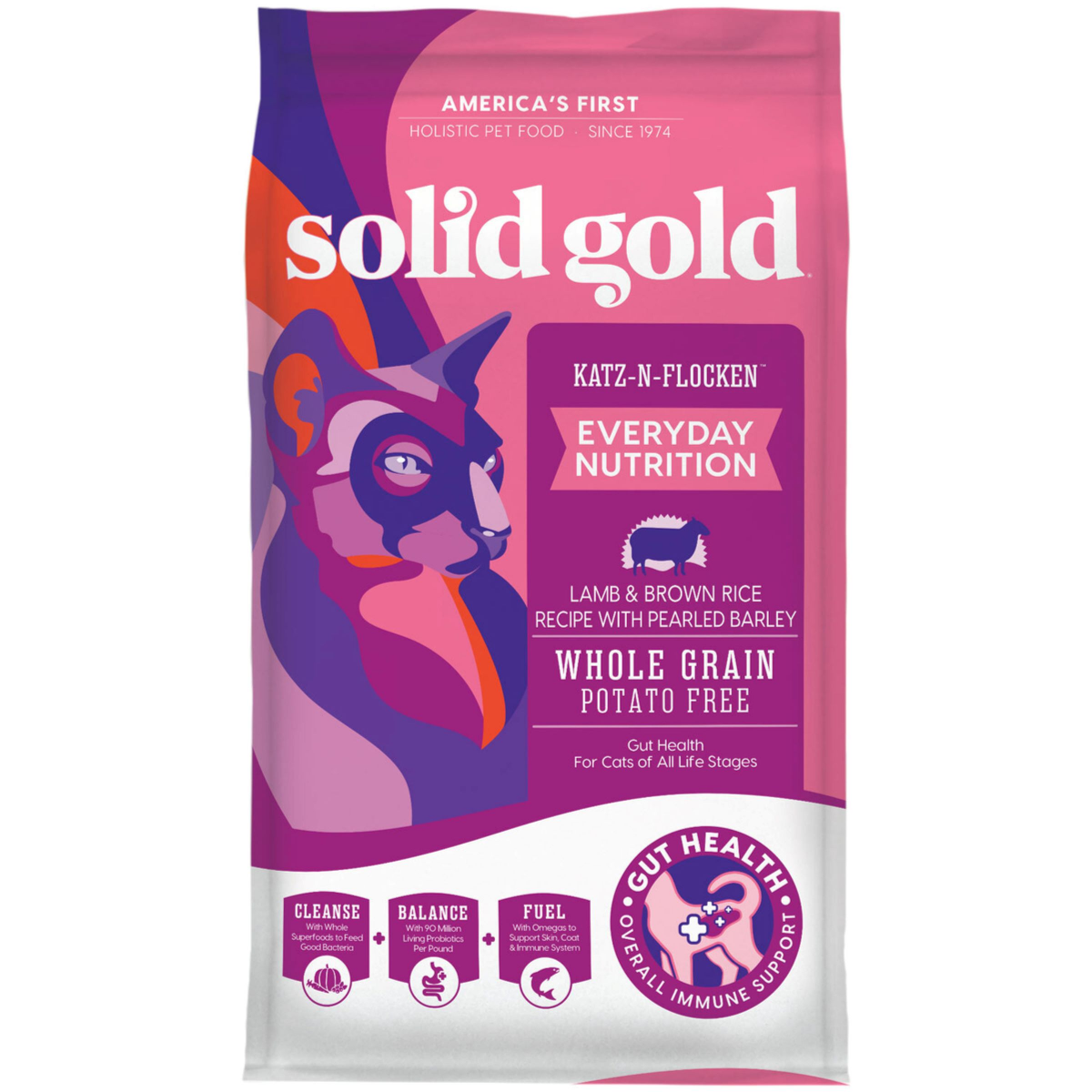 slide 1 of 5, Solid Gold Katz-N-Flocken Lamb & Brown Rice All Life Stages Dry Cat Food, 4 lb