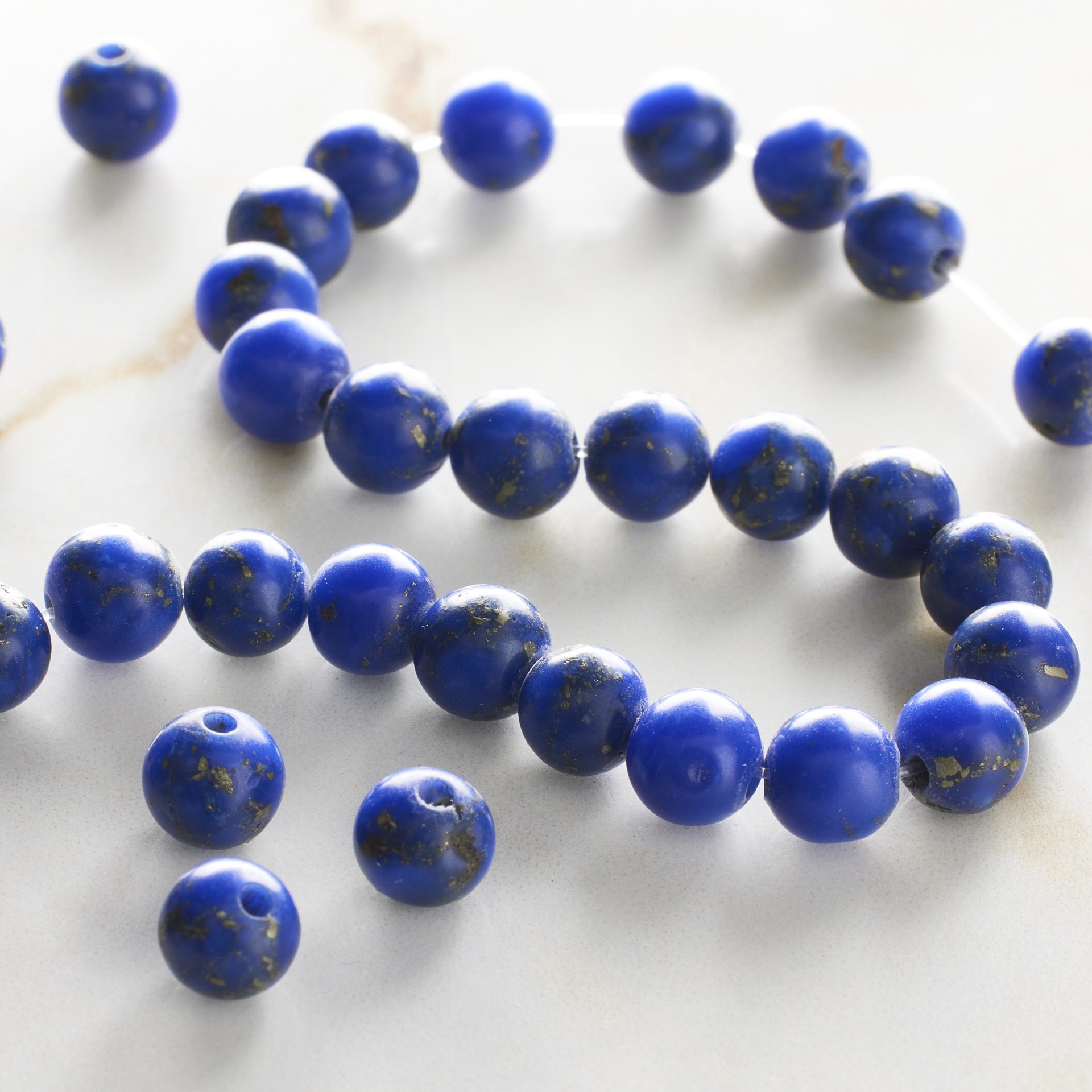 slide 2 of 3, Sapphire Reconstituted Lapis Round Beads, 6mm By Bead Landing, 6 mm