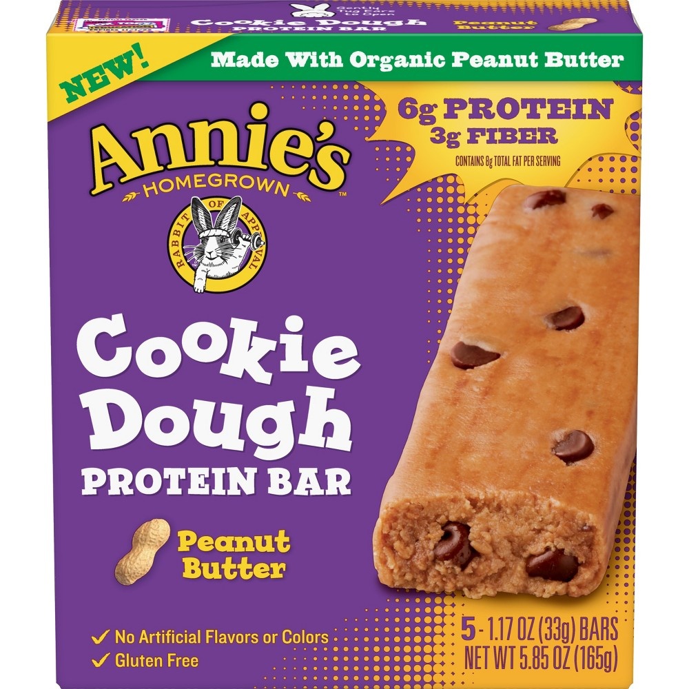 slide 2 of 3, Annie's Peanut Butter Cookie Dough Protein Bars, 5 ct; 1.17 oz