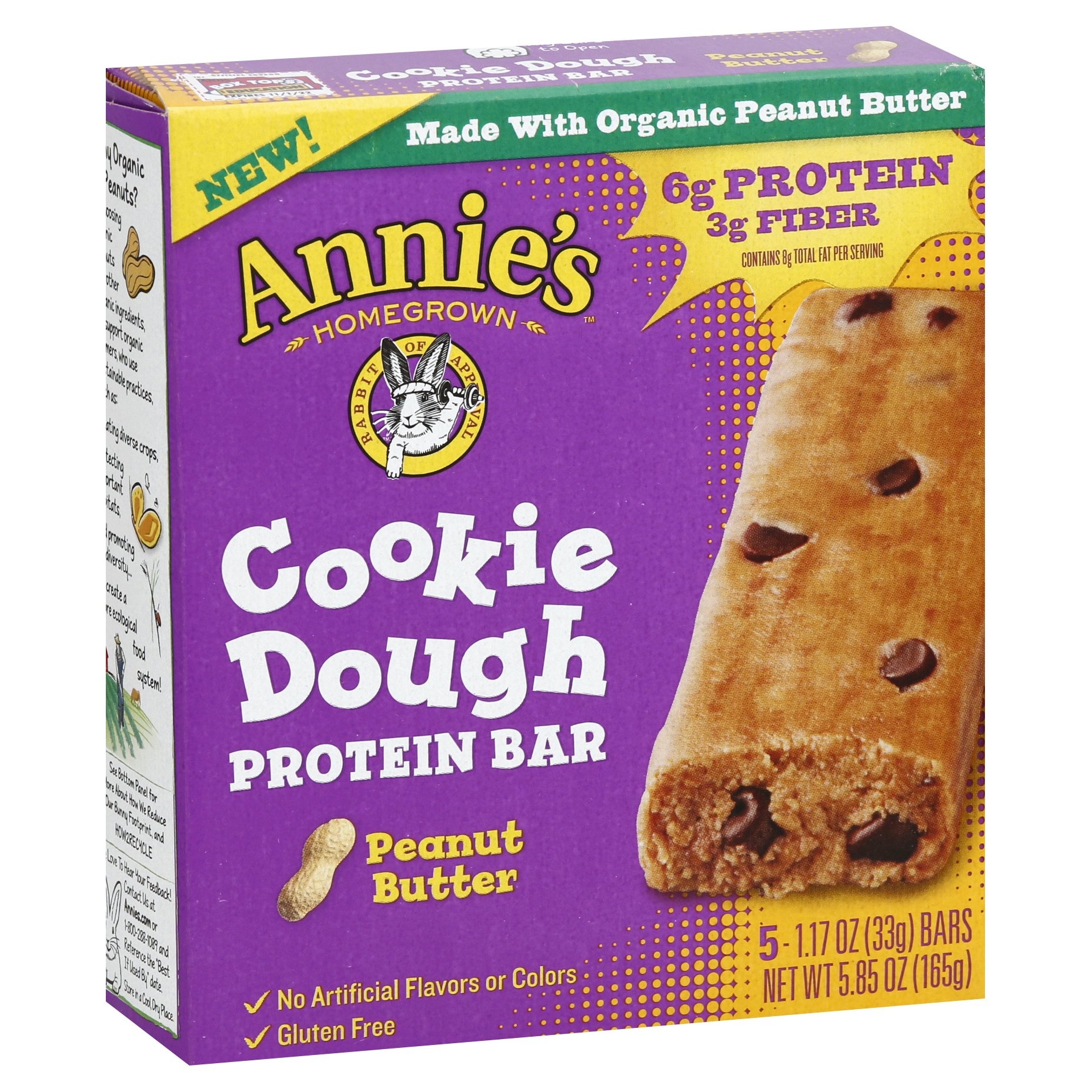 slide 1 of 3, Annie's Peanut Butter Cookie Dough Protein Bars, 5 ct; 1.17 oz