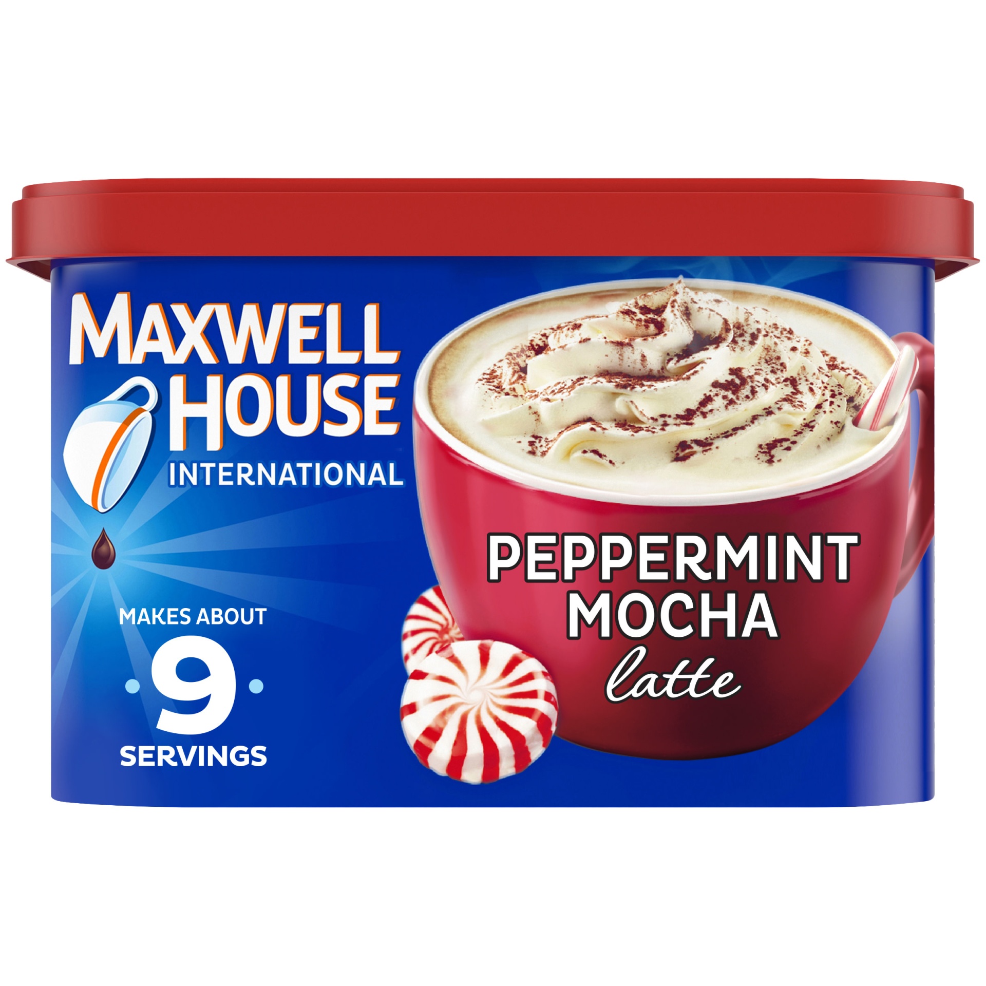 slide 1 of 1, Maxwell House International Peppermint Mocha Latte Caf-Style Instant Coffee Beverage Mix ister, 7.1 oz