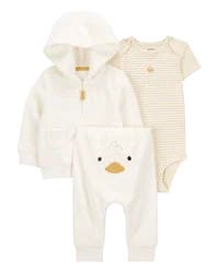 Carter's Baby 3-Piece Duck Little Cardigan Set - Ivory Ivory 3M