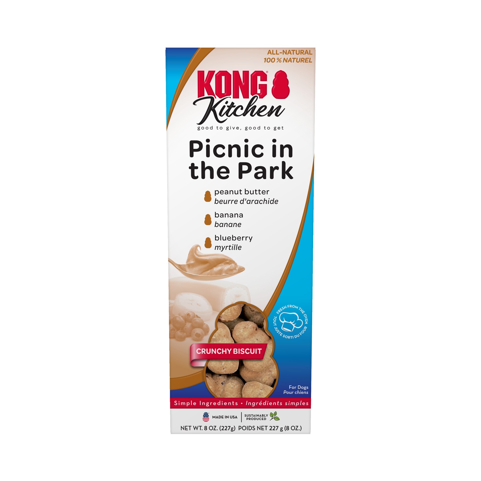 slide 1 of 1, KONG Kitchen Crunchy Biscuit Picnic in the Park 8 oz, 1 ct