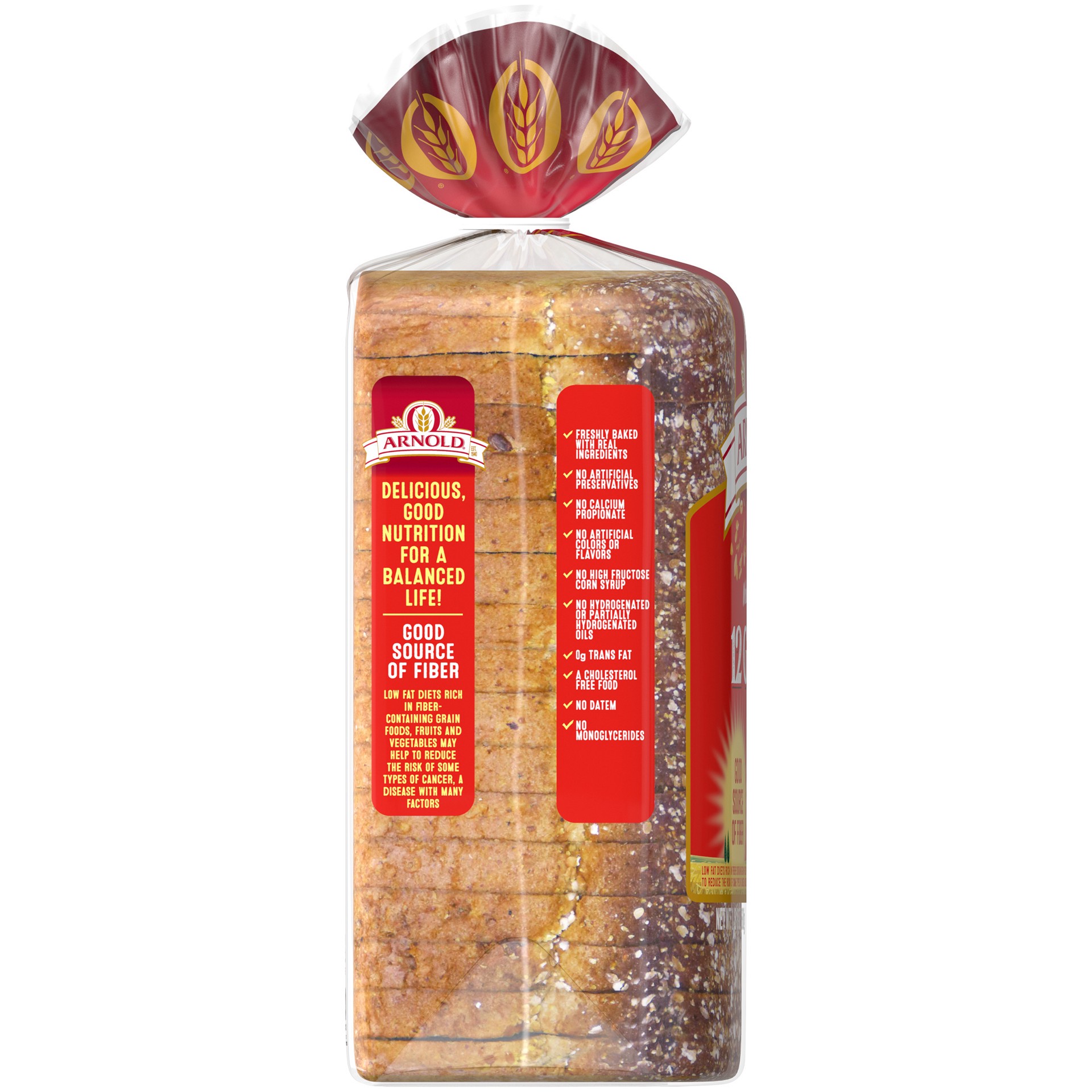 slide 3 of 5, Arnold 12 Grains and Seeds Bread, 24 oz, Whole Grain Multigrain Bread, Bag, 24 oz