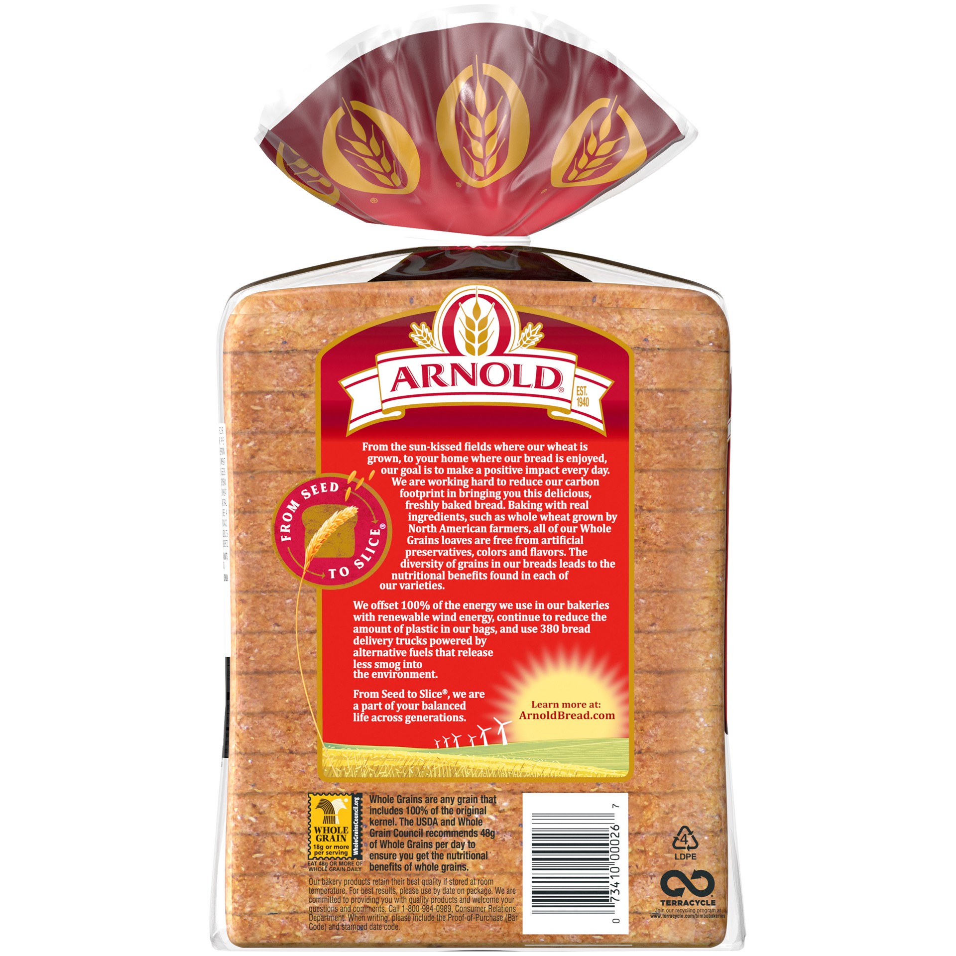 slide 2 of 5, Arnold 12 Grains and Seeds Bread, 24 oz, Whole Grain Multigrain Bread, Bag, 24 oz