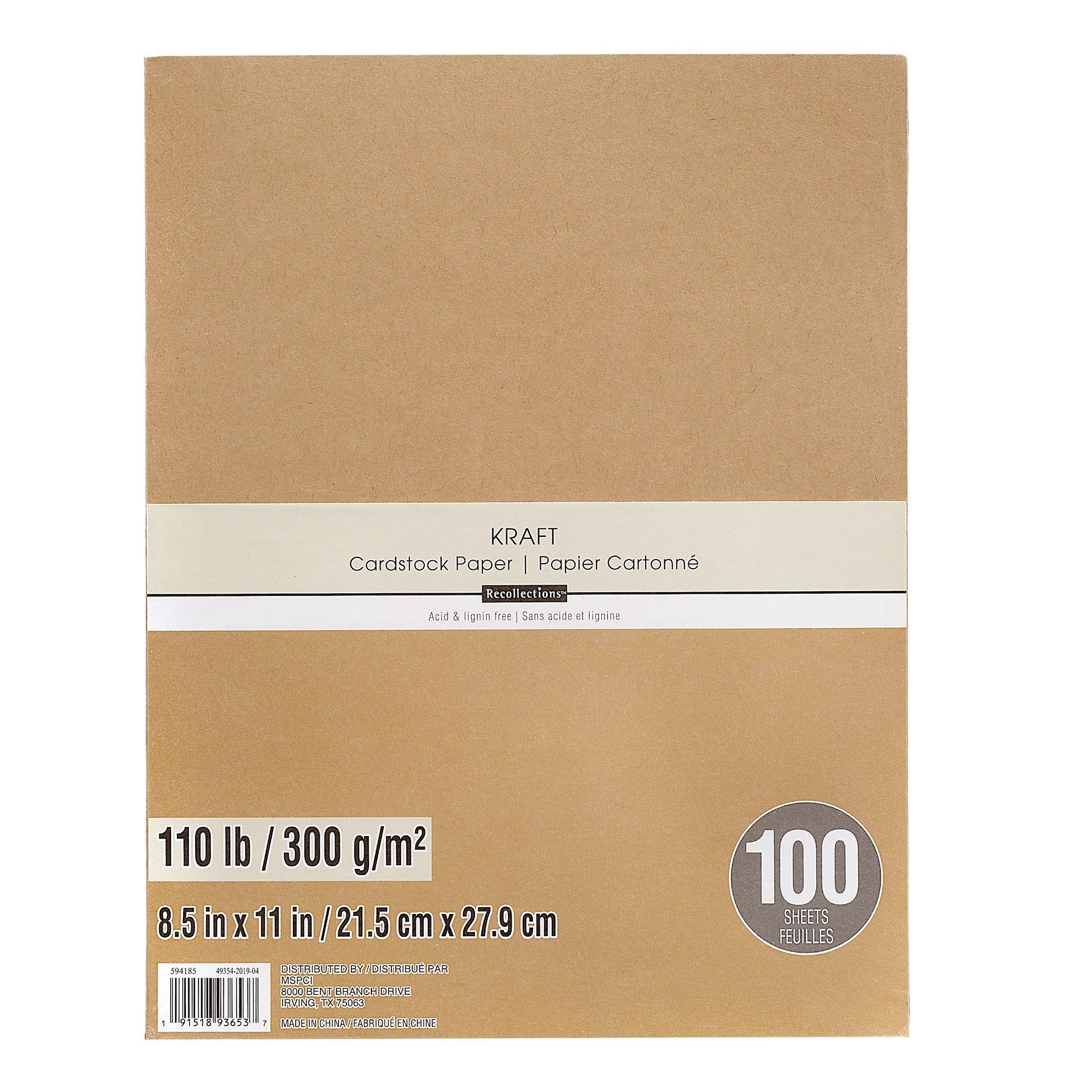 slide 2 of 3, Kraft 8.5" X 11" Cardstock Paper By Recollections, 100 Sheets, 8.5 in x 11 in