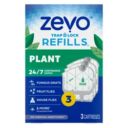Zevo Plant Flying Insect Trap Refill: Indoor Light Trap Refill Cartridges Capture House Flies, Fruit Flies, And Gnats - 3 Refill Cartridges
