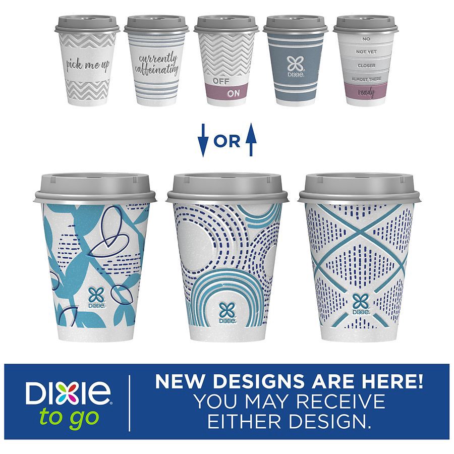 slide 2 of 4, DIXIE TO GO Disposable Paper Cups with Lids, 12 oz. Cups, 26 Count, 26 ct
