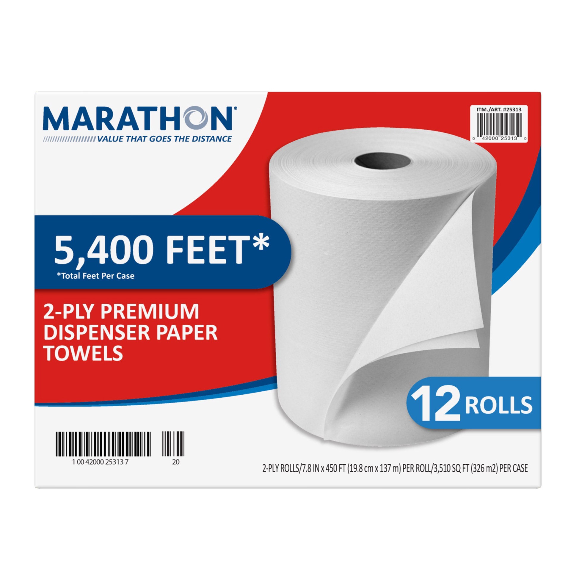 slide 1 of 2, Marathon Dispenser Paper Towels, 2-Ply, 450 ft Rolls, 12 count, 