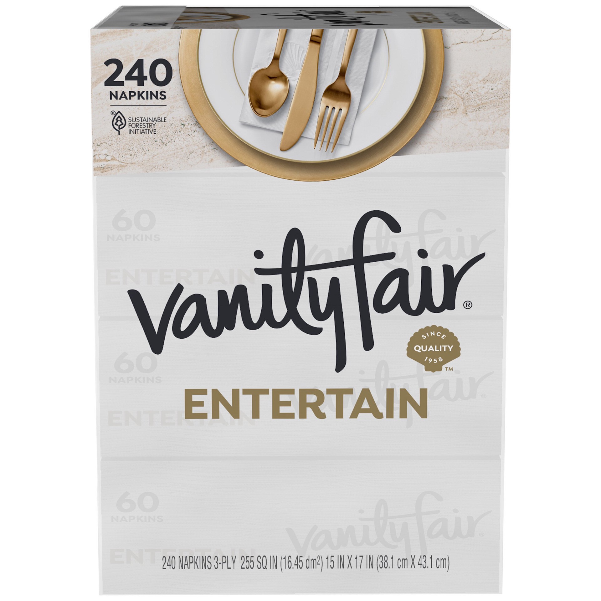 slide 1 of 2, Georgia-Pacific Vanity Fair Entertain Napkin, 3-Ply, 60 count, 4 pack, 