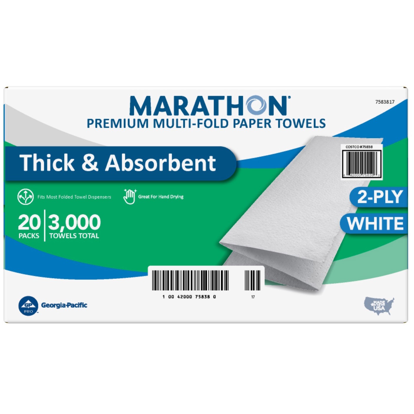 slide 2 of 2, Marathon Paper Towel, Premium Multifold, 150 Towels, 20 count, 