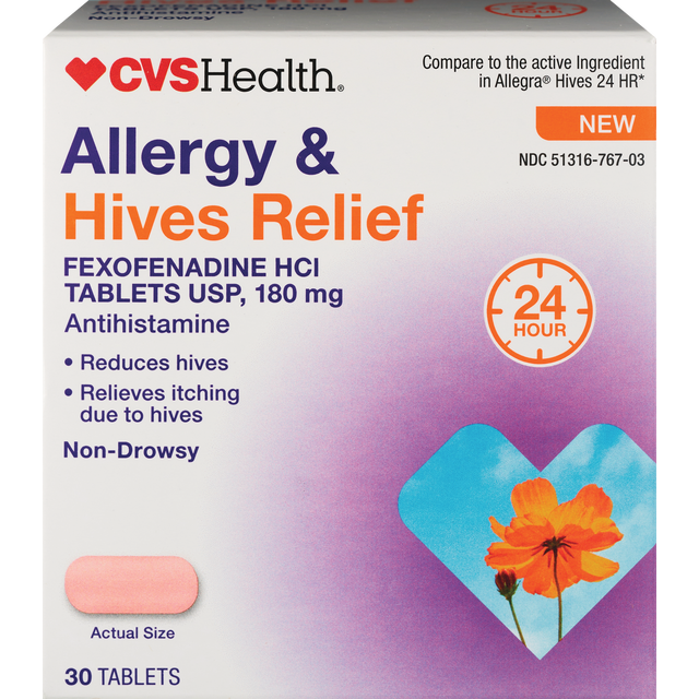 slide 1 of 1, CVS Health Allergy & Hives Relief Tablets, 30 ct