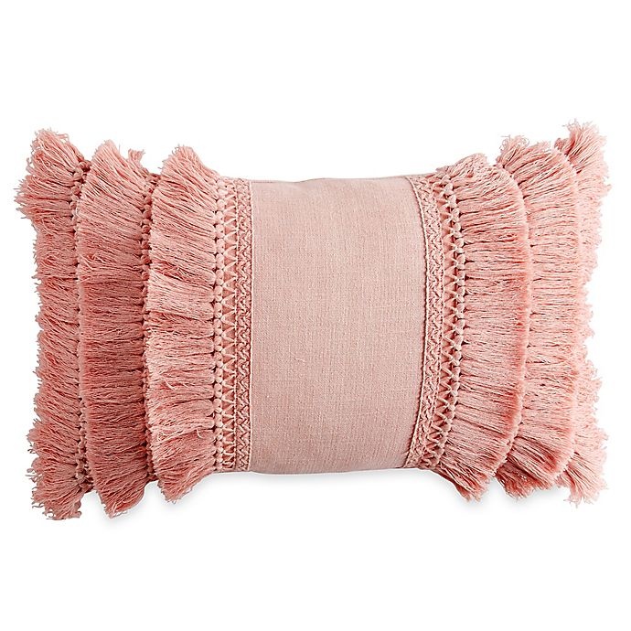 slide 1 of 3, Peri Home Chenille Lattice Fringe Oblong Throw Pillow - Blush, 1 ct