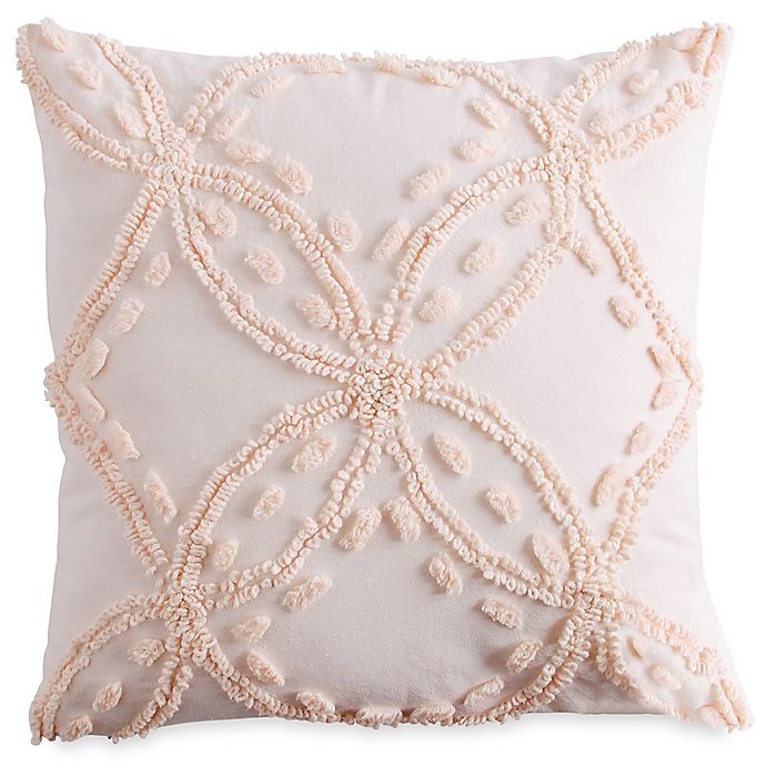 slide 1 of 2, Peri Home Chenille Lattice Square Throw Pillow - Blush, 1 ct