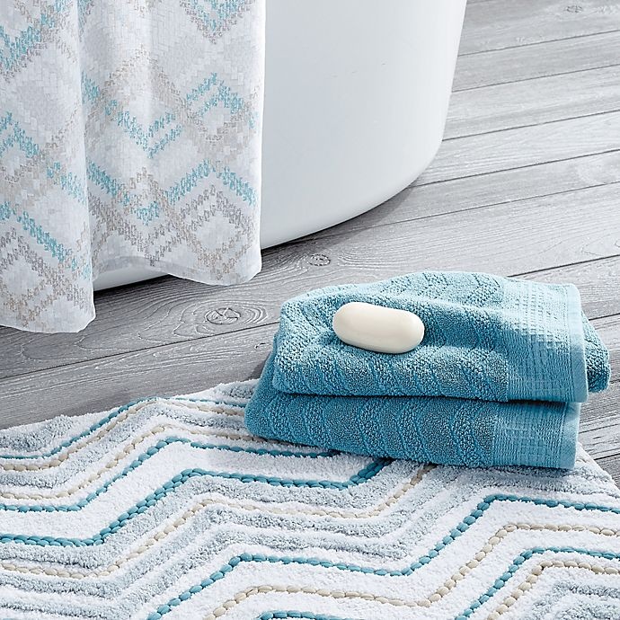 slide 4 of 4, Mesa Chevron Fingertip Towel - Aqua, 1 ct