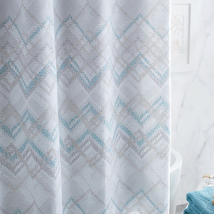 slide 2 of 3, Mesa Chevron Shower Curtain - Aqua, 1 ct