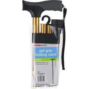 slide 1 of 1, CVS Health Gel Grip Folding Cane, Gold Wave, 1 ct